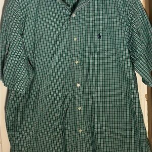 Ralph Lauren Green Checkered Men's Shirt size large Blake short sleeve